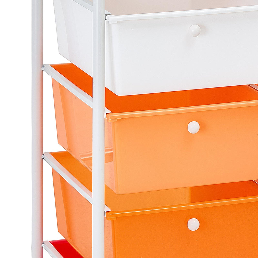 VEVOR Rolling Cart with Drawers, Double Row 15 Drawer Storage Organizer, Mobile Utility Cart, Steel Frame, Universal Casters & 2 Brakes, for Office, Classroom, Craft Room, Studio, Garage, Gradient Red