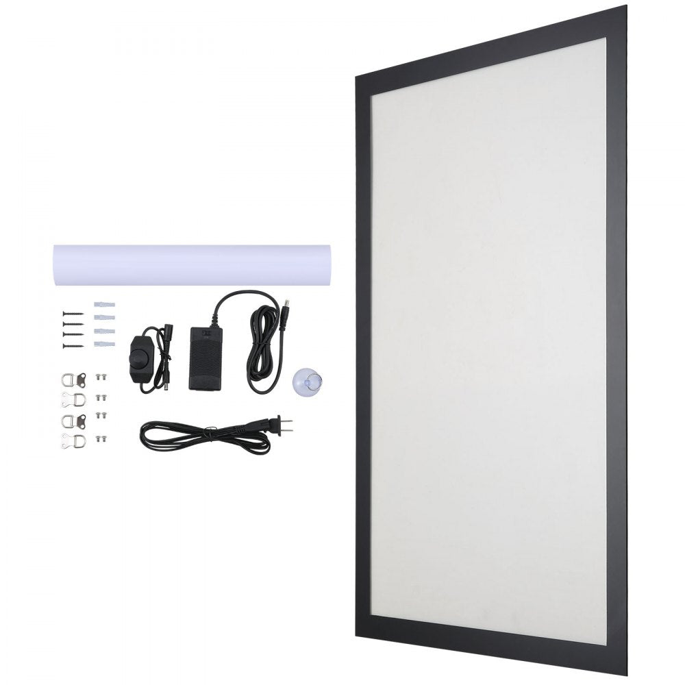 VEVOR LED Poster Frame in Black, 24" x 36" Photo Frame, Sidewalk Sign for Advertising Display, Picture Aluminum Frame with Backlighting LED Light Box, Horizontal & Vertical Formats for Wall, Single