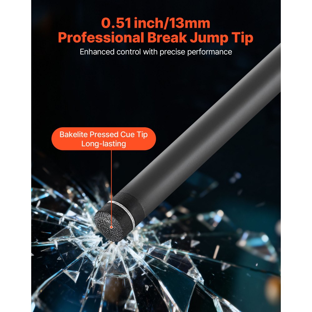 VEVOR Pool Cue, 1 Piece Jump Break Cue, 58 inch & 19.5 oz Break Cues Pool Stick, Breaks Stick with Carbon Fiber Shaft & Maple Cues Butt, Heavy Hitter Breaks Jump Billiard Cue for Adult, Home, Office