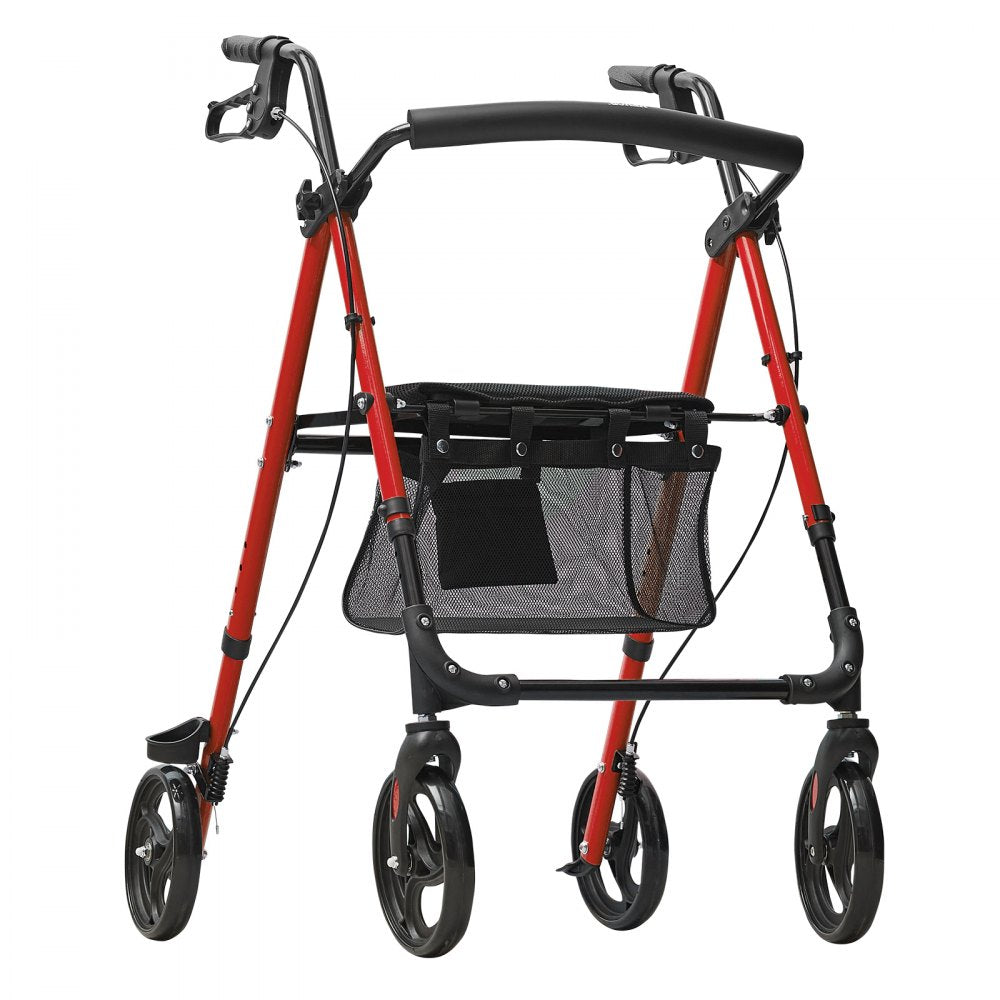VEVOR Rollator Walker for Seniors and Adult, Lightweight Aluminum Foldable Rolling Walker with Adjustable Seat and Handle, Outdoor Mobility Rollator Walker with 8" All Terrain Wheels, 300LBS Capacity