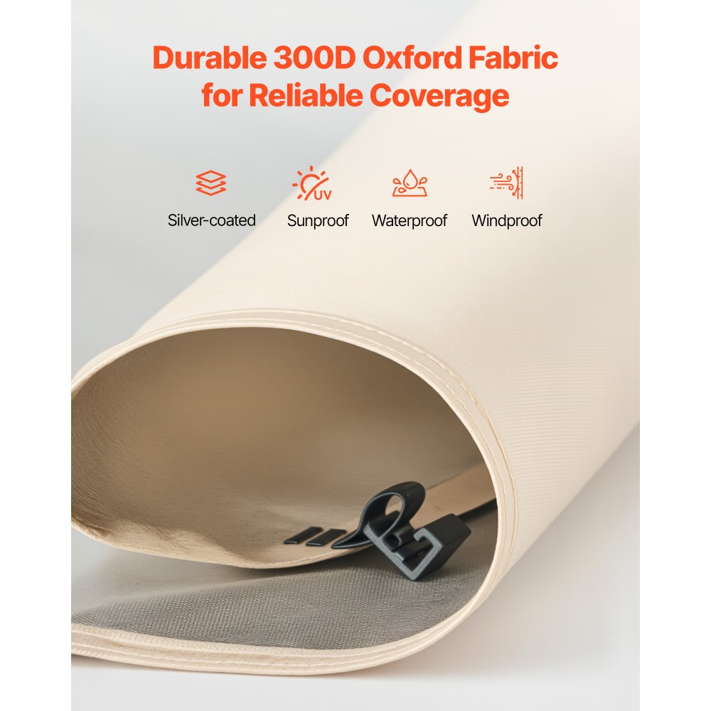 VEVOR Sun Shade Sail Canopy Covers, Fit for 10 x 9.2 ft Screen House Tent, Sun Protection, 5.51 x 4.23 ft 300D Oxford Silver-Coated Fabric, Pack of 3 (Not Include Tent), for Outdoor Activities, Beige