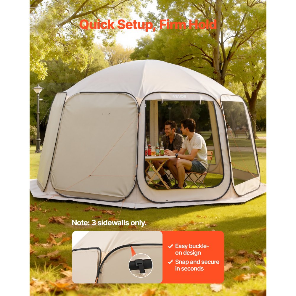 VEVOR Sun Shade Sail Canopy Covers, Fit for 15 x 13.8 ft Screen House Tent, Sun Protection, 5.51 x 5.25 ft 300D Oxford Silver-Coated Fabric, Pack of 3 (Not Include Tent), for Outdoor Activities, Beige
