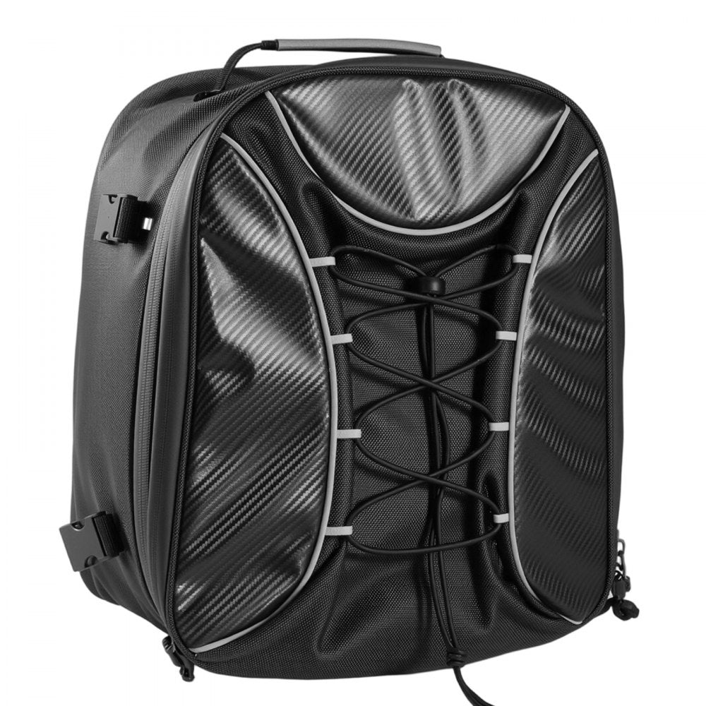 VEVOR Motorcycle Tail Bag, 22-34 L Expandable Motorcycle Rear Seat Bag with Waterproof Rain Cover, Outdoor Sports Motorbike Luggage Storage Backpack Handbag with Straps, Pocket & Elastic Cord, Black