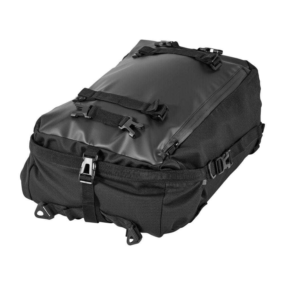 VEVOR Motorcycle Tail Bag, 30 L Motorcycle Rear Seat Bag with Waterproof Rain Cover, Outdoor Sports Motorbike Luggage Storage Trunk Rack Backpack with Shoulder Straps, Universal Fit Rear Racks, Black