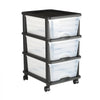 VEVOR Plastic Storage Drawers Cart, 3 Drawers Storage Organizer with Wheels, Rolling Closet Organization and Storage Dividers, Dresser Organizer Clear Bins for Office Supplies, Craft Rooms, Classrooms