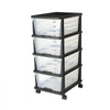 VEVOR Plastic Storage Drawers Cart, 4 Drawers Storage Organizer with Wheels, Rolling Closet Organization and Storage Dividers, Dresser Organizer Clear Bins for Office Supplies, Craft Rooms, Classrooms