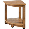 VEVOR Corner Shower Bench, 16.5" Height 12.8" Radius, Faux Wood Grain Polystyrene, 350 LBS with Storage Shelf, Water Resistant, Shower Stool for Inside & Outside Shower, for Bathroom, Living Room