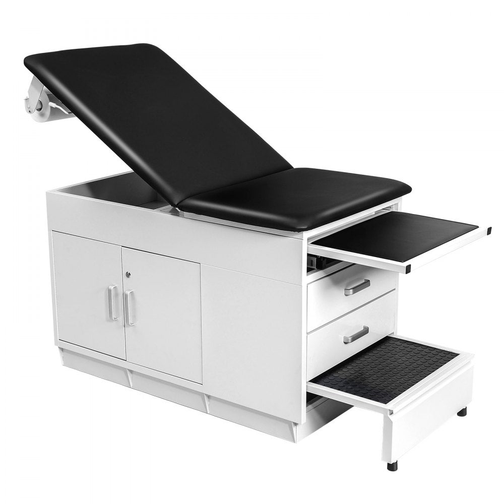 VEVOR Pro Medical Exam Table, Medical Examination Bed with Adjustable Backrest, Physical Therapy Exam Table with Locking Cabinet, 2 Drawers, Paper Roll Dispenser, Step Stool & Leg Rest, 500LBS Loading