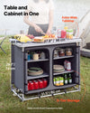 VEVOR Camping Storage Cabinet, Outdoor Portable Aluminum Lightweight Table, Quick Set-up Compact Kitchen Cook Station, with 6 Shelves and Carry Bag, for Picnic, BBQ, Party, Camping, RV Traveling