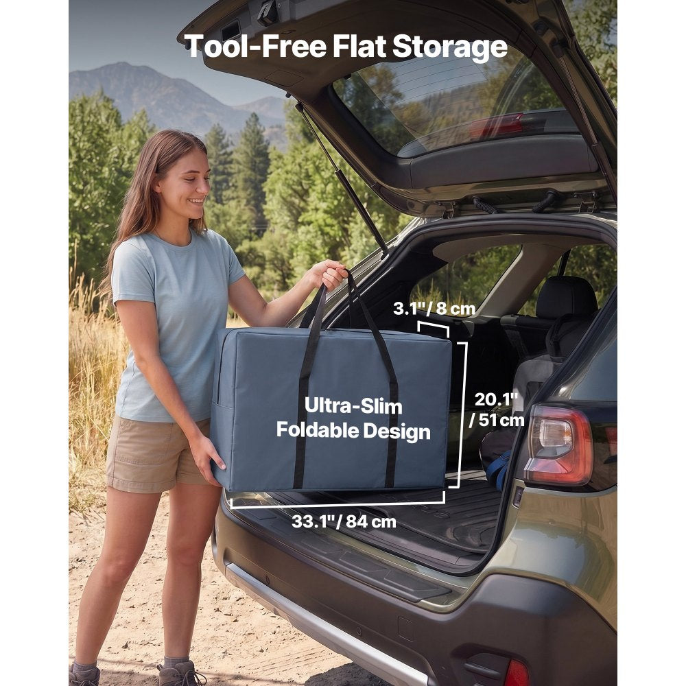VEVOR Folding Camping Storage Cabinet, Outdoor Portable Aluminum Lightweight Table, Quick Set-up Compact Kitchen Cook Station, with 6 Shelves and Carry Bag, for Picnic, BBQ, Camping, RV Traveling