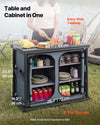 VEVOR Folding Camping Storage Cabinet, Outdoor Portable Aluminum Lightweight Table, Quick Set-up Compact Kitchen Cook Station, with 6 Shelves and Carry Bag, for Picnic, BBQ, Camping, RV Traveling