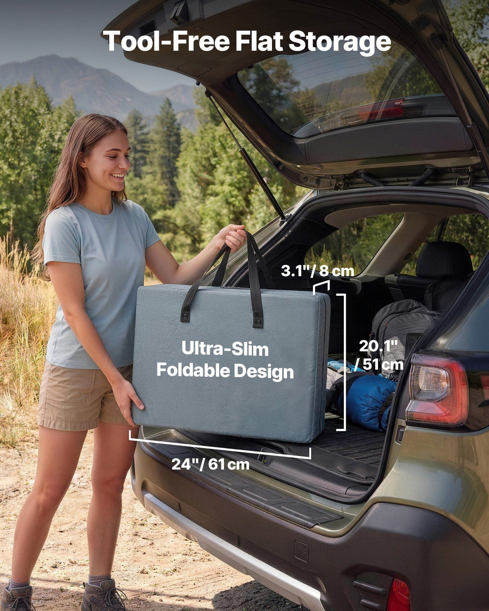 VEVOR Folding Camping Storage Cabinet, Outdoor Portable Aluminum Lightweight Table, Quick Set-up Compact Kitchen Cook Station, with 3 Shelves and Carry Bag, for Picnic, BBQ, Camping, RV Traveling