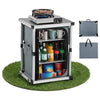 VEVOR Folding Camping Storage Cabinet, Outdoor Portable Aluminum Lightweight Table, Quick Set-up Compact Kitchen Cook Station, with 3 Shelves and Carry Bag, for Picnic, BBQ, Camping, RV Traveling