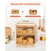 VEVOR Bread Box for Kitchen Counter, Large Capacity Bamboo Bread Storage Container, Farmhouse Wooden Breadbox Organizer for Homemade Bread, Storage Holder Bin with Acrylic Wavy Door Panel, Natural