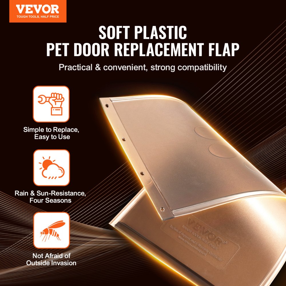 VEVOR Pet Door Replacement Flap, Compatible with VEVOR Flap Pet Doors, Measures 5.25" x 8.13" Longer Lasting, Weather-proof, Thickened PVC Dog Door Replacement Flap with Long Magnetic Strip (Small)