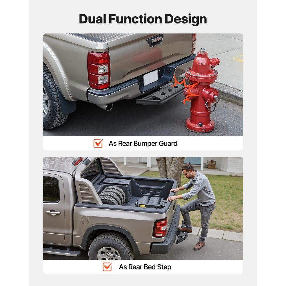 VEVOR Hitch Step for 2 Inch Receiver, Universal Rear Bumper Guard Protector with 350 LBS Load Capacity, Strong Mild Steel Construction with Pin Lock and Stabilizer, Fit for Truck, SUV, Pickup, Trailer