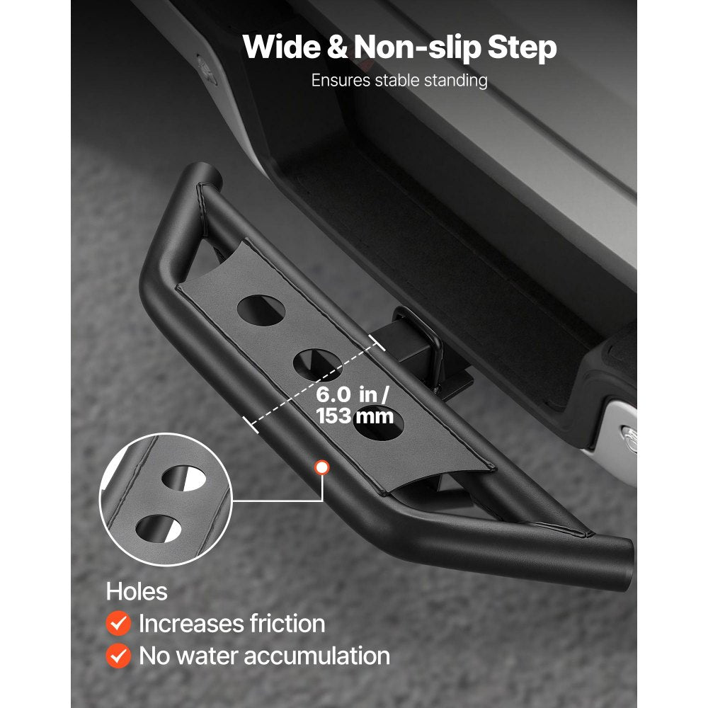 VEVOR Hitch Step for 2 Inch Receiver, Universal Rear Bumper Guard Protector with 350 LBS Load Capacity, Strong Mild Steel Construction with Pin Lock and Stabilizer, Fit for Truck, SUV, Pickup, Trailer