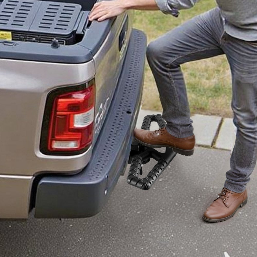 VEVOR Hitch Step for 2 Inch Receiver, Universal Rear Bumper Guard Protector with 350 LBS Load Capacity, Wide & Non-Slip Tow Hitch Step with Pin Kit and Stabilizer, Fit for Truck, SUV, Pickup, Trailer