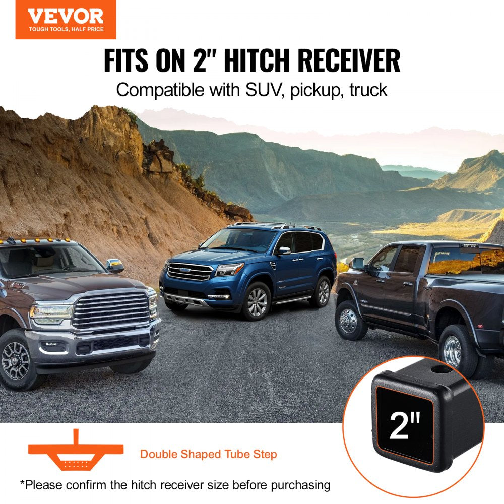 VEVOR Hitch Step for 2 Inch Receiver, Strong Steel Construction with 300 LBS Load Capacity, Rear Bumper Guard Protector with Pin Lock and Stabilizer, Universal Fit for Truck, SUV, Pickup, Trailer