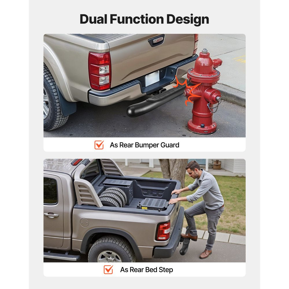 VEVOR Hitch Step for 2 Inch Receiver, Universal Rear Bumper Guard Protector with 350 LBS Load Capacity, Non-Slip Tow Hitch Step with Pin Kit and Stabilizer, Fit for Truck, SUV, Pickup, Trailer
