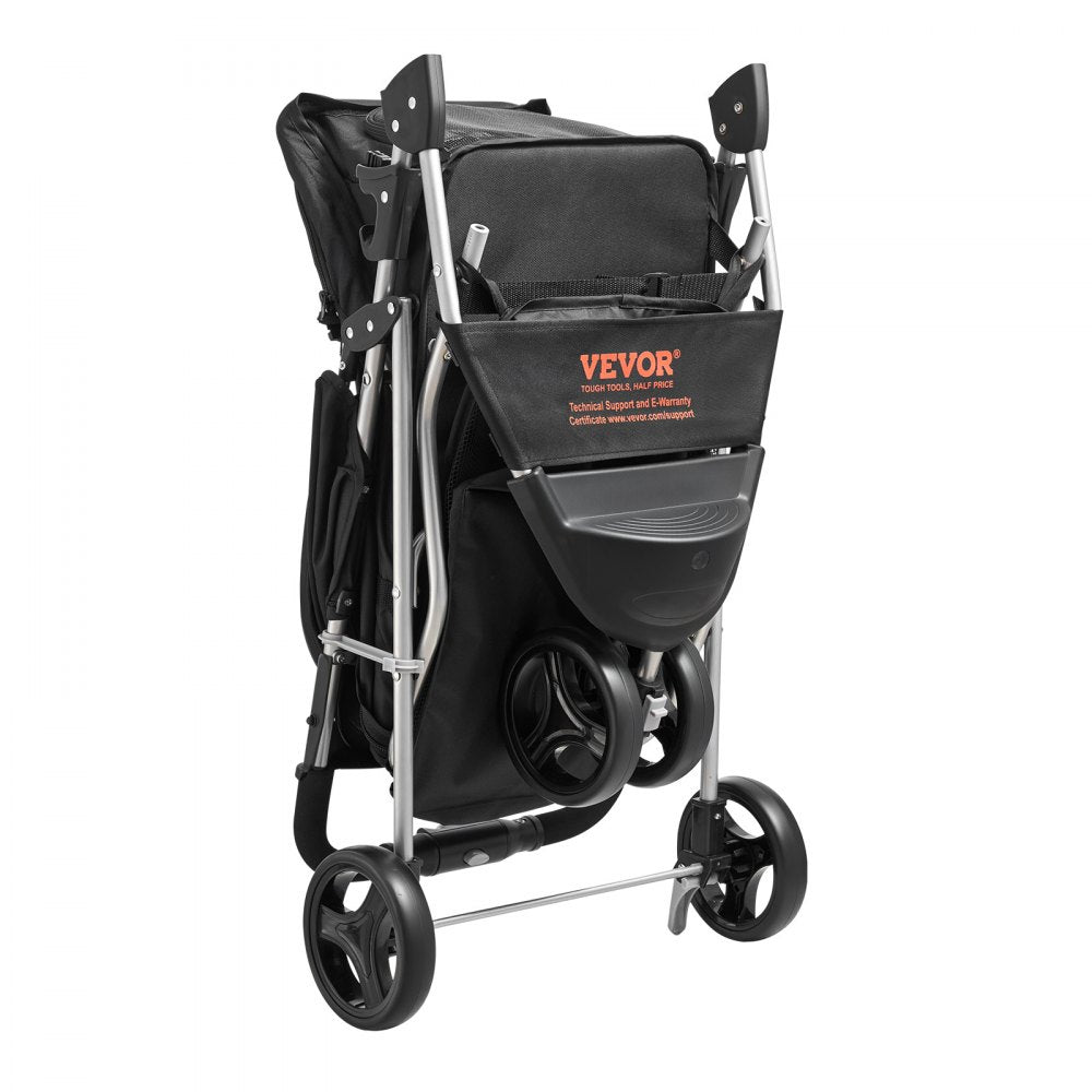VEVOR Pet Stroller, 35 lbs Weight Capacity, Foldable Dog Stroller Cart, 3 Wheels Cats Stroller with Mesh Windows and Cup Holders, Portable Pet Carrier Stroller with Brake, for Small to Medium Pets