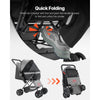 VEVOR Pet Stroller, 44 lbs Weight Capacity, Foldable Dog Stroller Cart, 4 Wheels Cats Stroller with Mesh Windows & Revrsible Handle, Portable Pet Carrier Stroller with Brake, for Small to Medium Pets