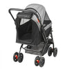 VEVOR Pet Stroller, 4 Wheels Dog Stroller Rotate with Brakes, 44lbs Weight Capacity, Puppy Stroller with Reversible Handlebar, Storage Basket and Zipper, for Dogs and Cats Travel, Black+Grey