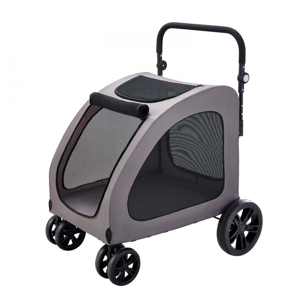 VEVOR Pet Stroller, 4 Wheels Dog Stroller with Brakes, 160lbs Weight Capacity, Portable Puppy Stroller Carrier with Breathable Mesh Windows & Height-Adjustable Height, Animal Stroller for Cats & Dogs