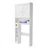 VEVOR Over The Toilet Storage Cabinet, 67.44 in Height Bathroom Storage Organizer with Double Door and Adjustable Shelf, Bathroom Space Saver Organizer Above Toilet with Open Shelf, White