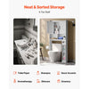 VEVOR Over The Toilet Storage Cabinet, 66.14 in Height Bathroom Storage Organizer with Double Door and Adjustable Shelf, Bathroom Space Saver Organizer Above Toilet with Open Shelf, White
