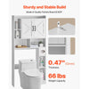 VEVOR Over The Toilet Storage Cabinet, 66.14 in Height Bathroom Storage Organizer with Double Door and Adjustable Shelf, Bathroom Space Saver Organizer Above Toilet with Open Shelf, White