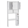 VEVOR Over The Toilet Storage Cabinet, 66.14 in Height Bathroom Storage Organizer with Double Door and Adjustable Shelf, Bathroom Space Saver Organizer Above Toilet with Open Shelf, White