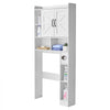 VEVOR Over The Toilet Storage Cabinet, 66.14 in Height Bathroom Storage Organizer with Double Door and Adjustable Shelf, Bathroom Space Saver Organizer Above Toilet with Open Shelf, White