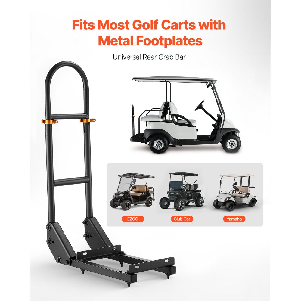 VEVOR Golf Cart Grab Bar, 17.7 x 9.3 x 35.6 Inch, Compatible with Most Golf Carts with Metal Footplates, No Modification Needed, 27.5 to 33.5 Inch Height Adjustable Carbon Steel Rear Seat Grab Bar