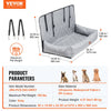 VEVOR Dog Car Seat, Waterproof Dog Booster Seat for Car, Pet Car Seat with Clip-On Safety Leash, PP Cotton Filling, Dog Car Bed for Medium & Large Dog up to 100 lbs, Gray