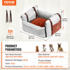 VEVOR Dog Car Seat, Waterproof Dog Booster Seat for Car with Side Handles and A Storage Pocket, Clip-On Safety Leash and PP Cotton Filling, Dog Car Bed for Small Dog up to 25lbs, Gray