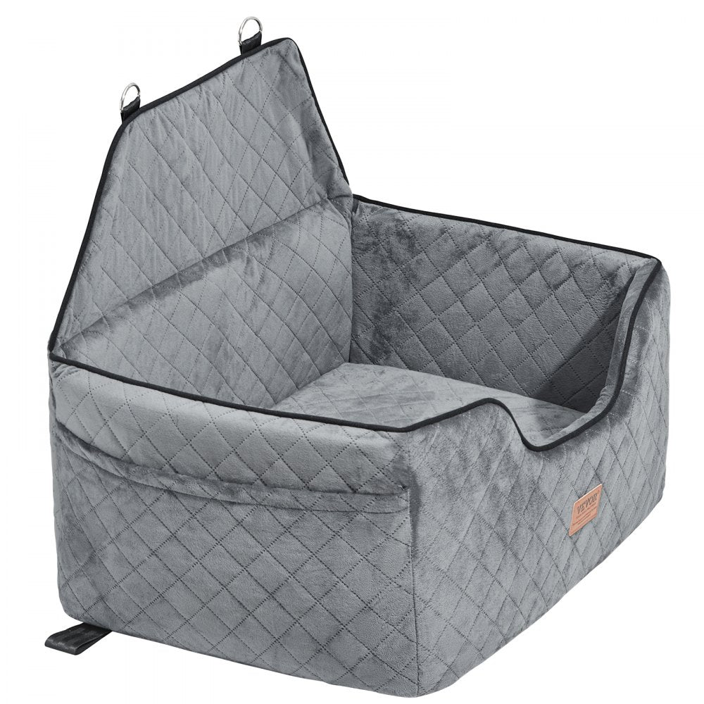 VEVOR Dog Car Seat, Dog Booster Seat for Car with A Storage Pocket, Pet Car Seat with Clip-On Safety Leash, Sponge Filling, Dog Car Bed for Medium & Large Dog up to 55 lbs, Gray