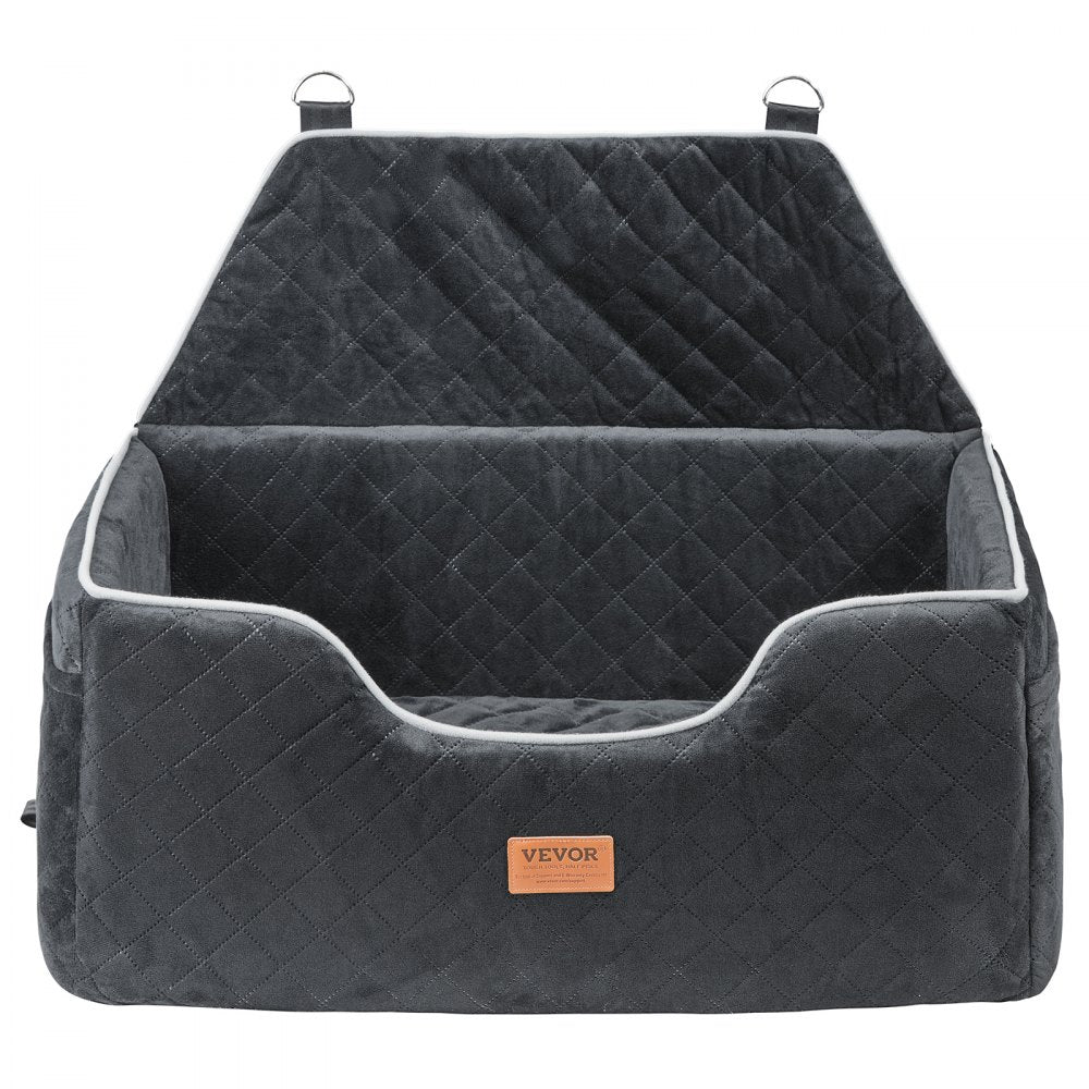 VEVOR Dog Car Seat, Dog Booster Seat for Car with A Storage Pocket, Pet Car Seat with Clip-On Safety Leash, Sponge Filling, Dog Car Bed for Medium & Large Dog up to 55 lbs, Black