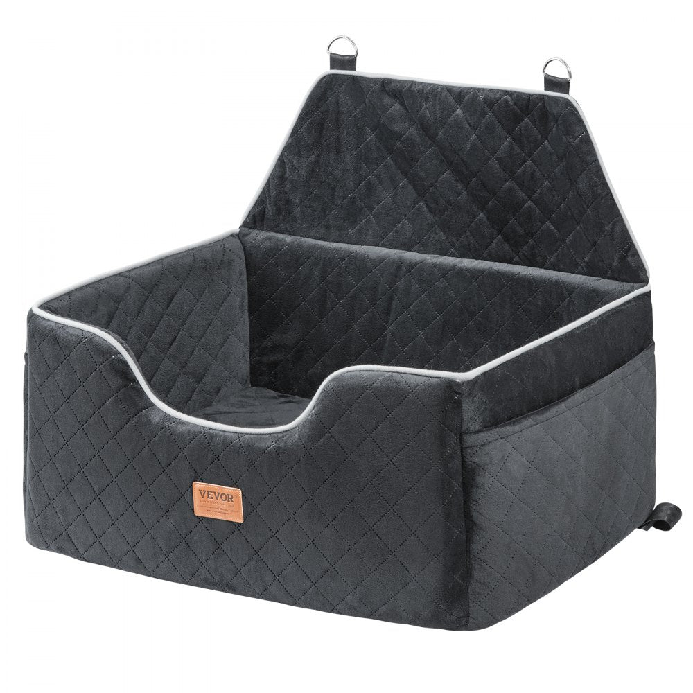 VEVOR Dog Car Seat, Dog Booster Seat for Car with A Storage Pocket, Pet Car Seat with Clip-On Safety Leash, Sponge Filling, Dog Car Bed for Medium & Large Dog up to 55 lbs, Black