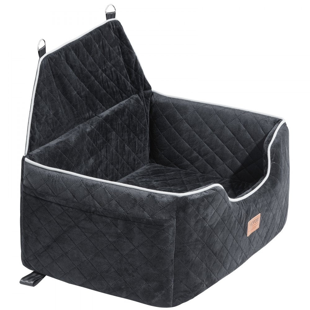 VEVOR Dog Car Seat, Dog Booster Seat for Car with A Storage Pocket, Pet Car Seat with Clip-On Safety Leash, Sponge Filling, Dog Car Bed for Medium & Large Dog up to 55 lbs, Black