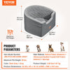 VEVOR Dog Car Seat, Waterproof Dog Booster Seat for Car with A Storage Pocket, Clip-On Safety Leash and Sponge Filling, Dog Car Bed for Small & Medium Dog up to 55lbs, Gray