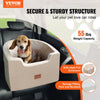 VEVOR Dog Car Seat, Waterproof Dog Booster Seat for Car with A Storage Pocket, Clip-On Safety Leash and Sponge Filling, Dog Car Bed for Small & Medium Dog up to 55lbs, Brown