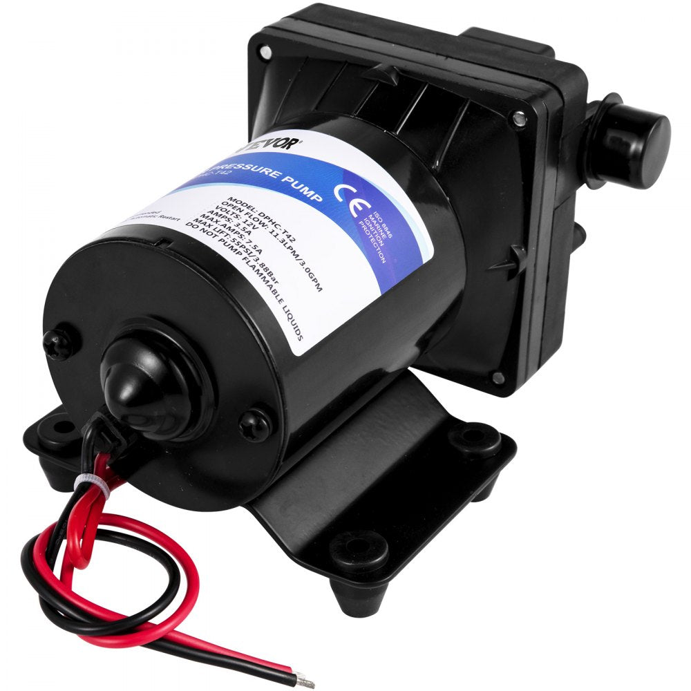 VEVOR Fresh Water Pump, 12 V Self Priming Sprayer Pump, 3 GPM RV Water Pump, with Pressure Switch 55 PSI Self Priming Water Pump, Detachable Strainer 12V Diaphragm Pump for RV Camper Marine Boat Lawn