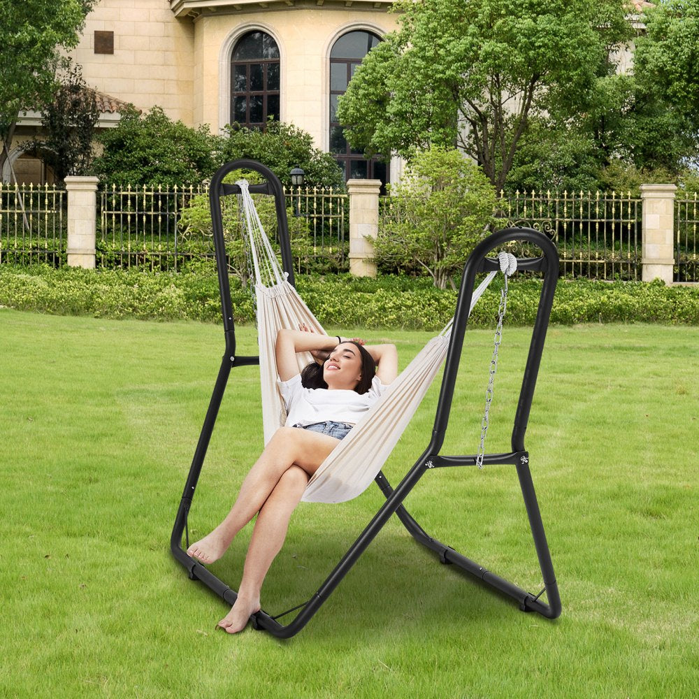 VEVOR Universal 2 Person Hammock Stand, Adjustable Heavy Duty 450 lbs Capacity Hammock Stand Fits 6.9-12.8 ft Hammocks for Outdoor and Indoor Portable Hammock Stand with Chain, Hook, and Carrying Bag