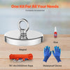 VEVOR Magnet Fishing Kit, 1300 LBS/590 Kg Single-Sided Pulling Force Strong Magnet Fishing Kit, Rare Earth Neodymium Magnetic Fishing Kit Includes Grappling Hook, Heavy Duty Rope, Gloves and Eyebolt