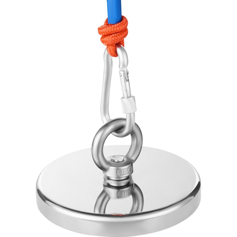 VEVOR Magnet Fishing Kit, 1300 LBS/590 Kg Single-Sided Pulling Force Strong Magnet Fishing Kit, Rare Earth Neodymium Magnetic Fishing Kit Includes Grappling Hook, Heavy Duty Rope, Gloves and Eyebolt