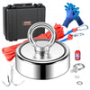 VEVOR Magnet Fishing Kit, 1200lbs 2.95inch Diameter Double Sided Fishing Magnets, Strong Neodymium Magnet with Heavy Duty 65FT Rope, Grappling Hook, Waterproof Case, Gloves, Threadlocker, Eye Bolt