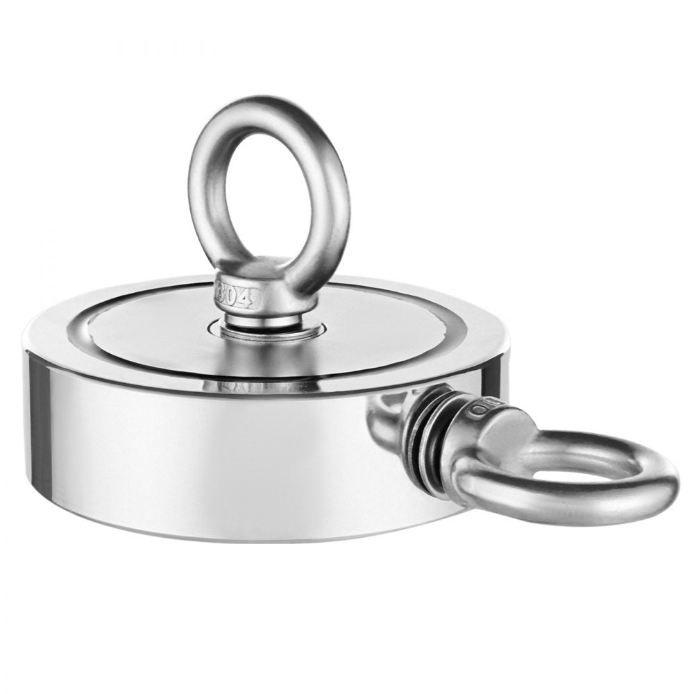 VEVOR Magnet Fishing Kit, 1400 LBS/635 Kg Double-Sided Pulling Force Magnet Fishing Kit, Rare Earth Neodymium Magnetic Fishing Kit Includes Grappling Hook, Heavy Duty Rope, Gloves, Eyebolt, Carry Case