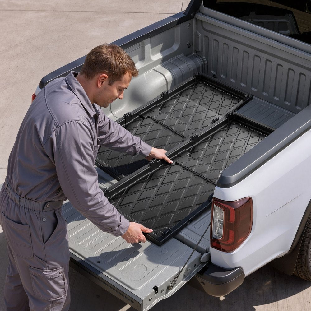 VEVOR Slide-Out Truck Bed Cargo Tray 500 lbs Capacity Fits 5'&Shorter Beds, Heavy-Duty Bed Slide, for Mid-Size Pickup Trucks, Durable HDPE Material, Easy Tailgate Access, Sliding Storage Organizer