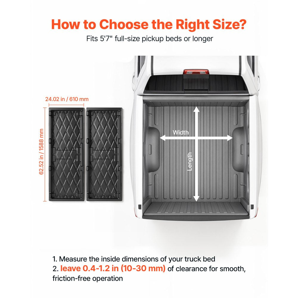 VEVOR Slide-Out Truck Bed Cargo Tray 500 lbs Capacity Fits 5'7" Beds&Longer, Heavy-Duty Bed Slide, for Full-Size Pickup Trucks, Durable HDPE Material, Easy Tailgate Access, Sliding Storage Organizer